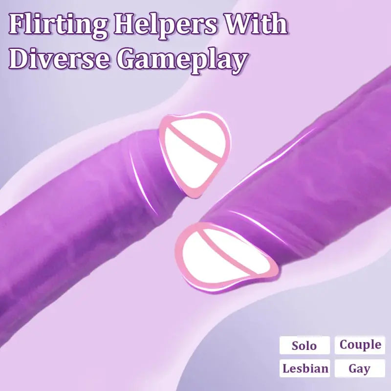 Purple double-ended realistic dildo by SHOPEZRA L.L.C. with flexible design, suitable for anal and vaginal stimulation.
