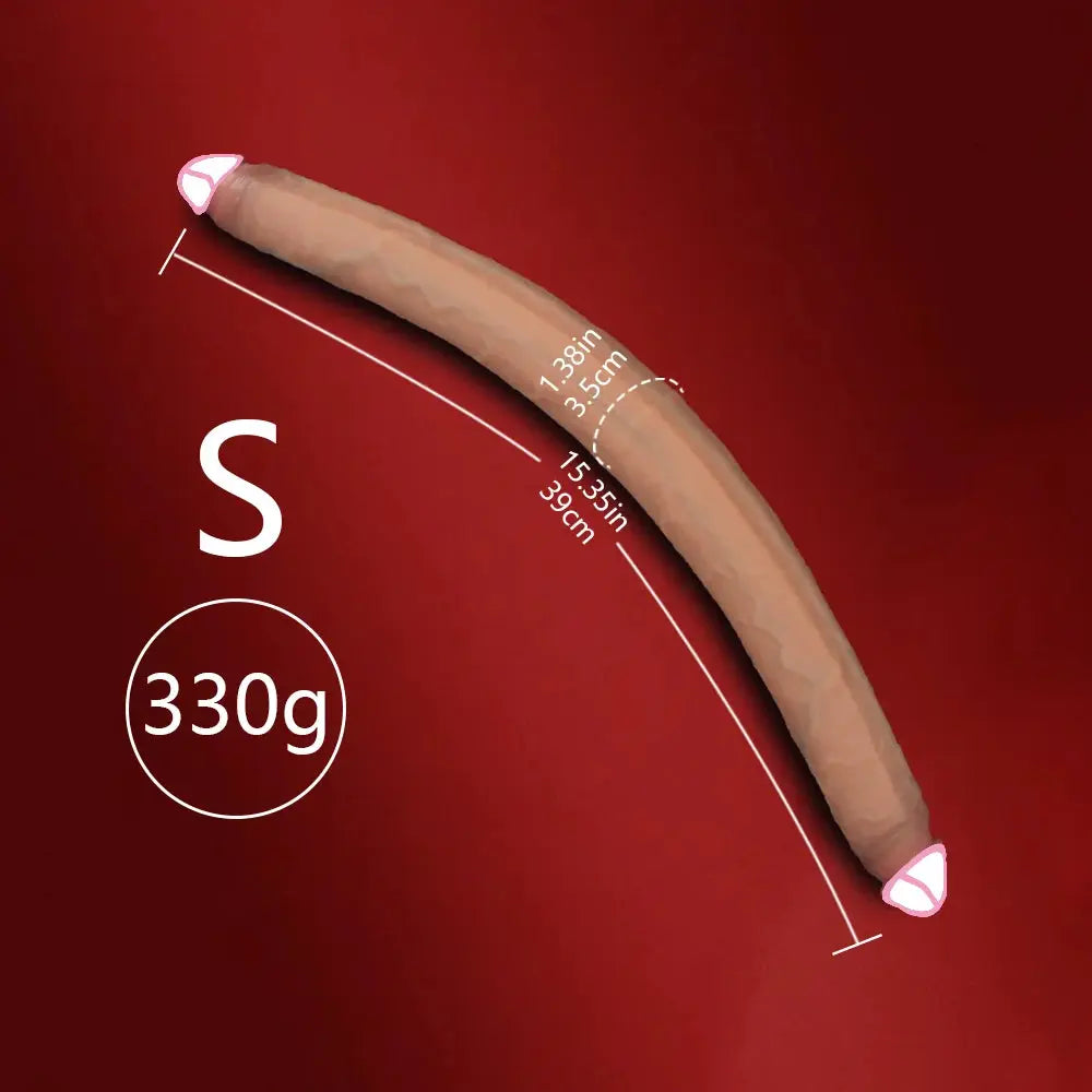 Purple double-ended realistic dildo by SHOPEZRA L.L.C., flexible, long, with double heads for anal and vaginal stimulation.