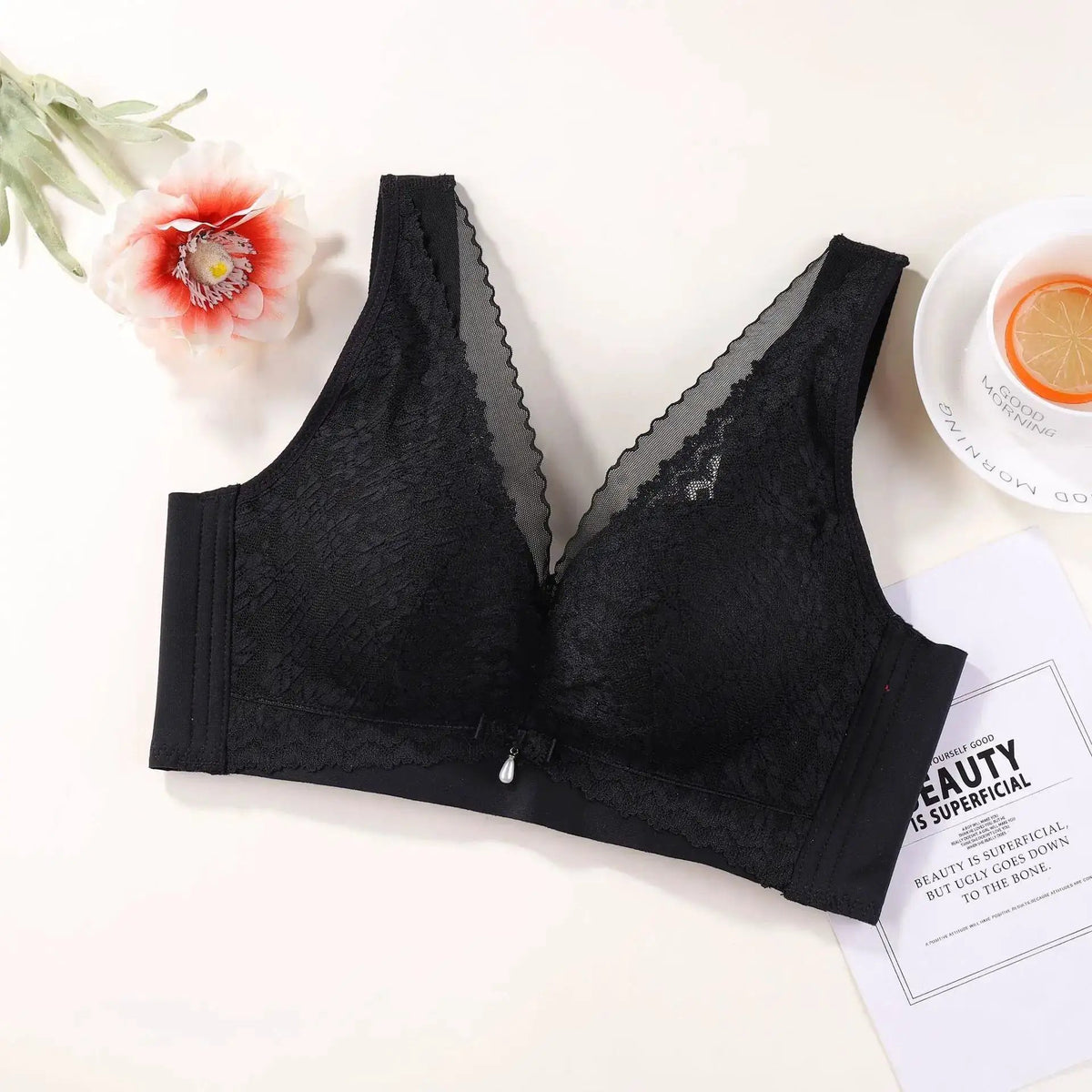 Thin Upper and Thick Lower Non-magnetic New Style Comfortable Underwear without Steel Rings for Women Gathering and Tucking Paramilis Skin-friendly Breathable Adjustable Bra by Dropshipman