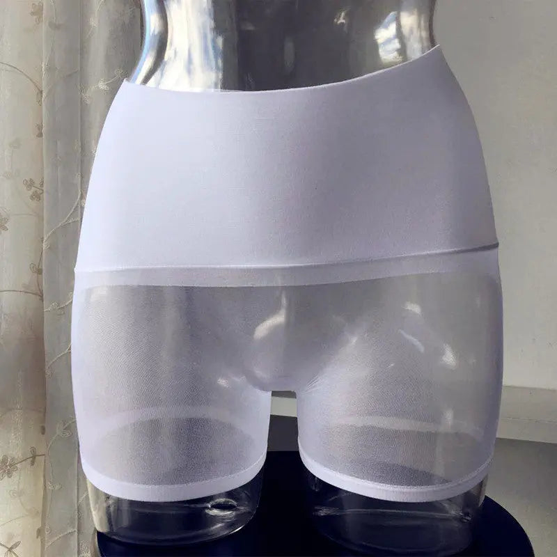 Red 360-degree seamless low waist transparent stockings and ultra-thin boxer underwear for men and women by SHOPEZRA L.L.C.