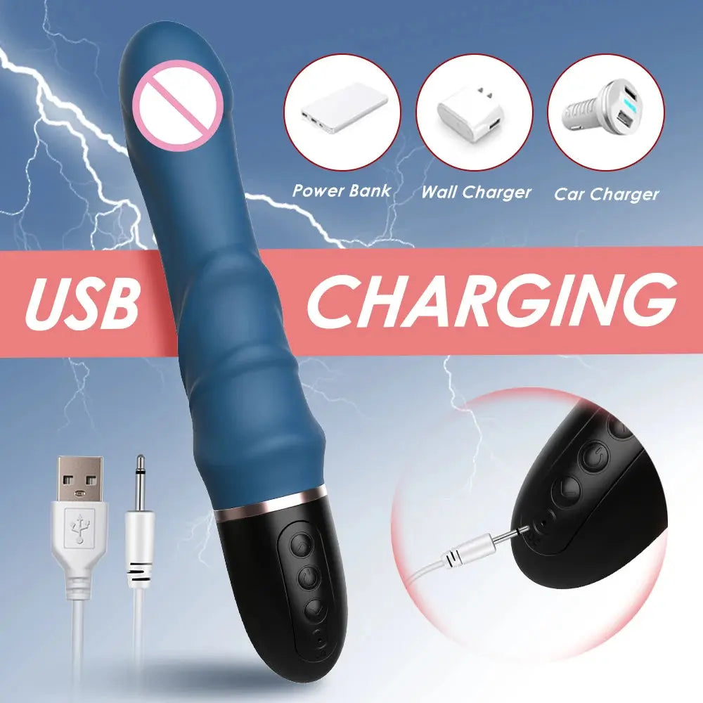 Red SHOPEZRA L.L.C. big dildo vibrator with 10 modes, G-spot and clitoral stimulation, powerful vaginal massager for women.