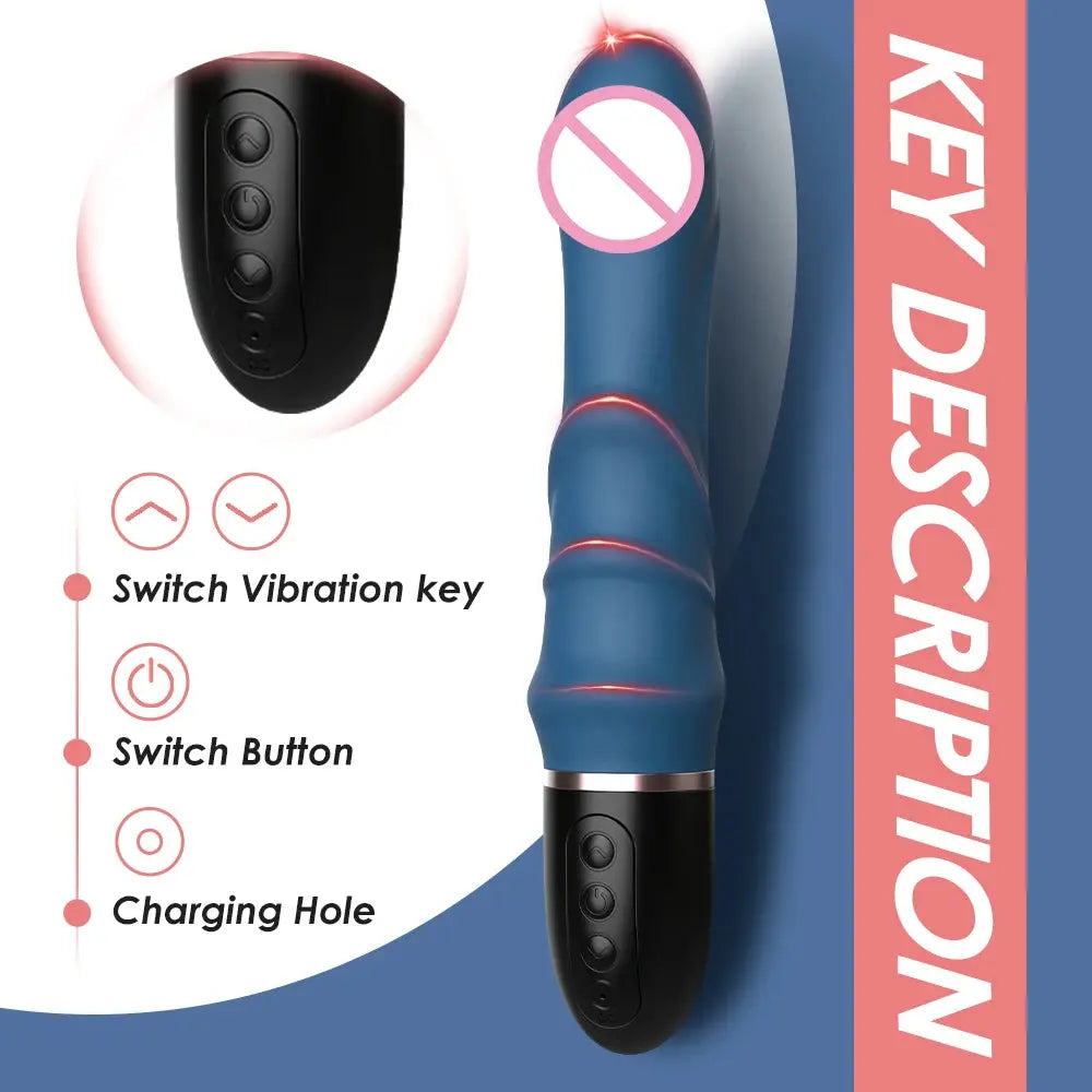 Red SHOPEZRA L.L.C. large dildo vibrator with 10 modes, G-spot and clitoral stimulator, vaginal massager for women.