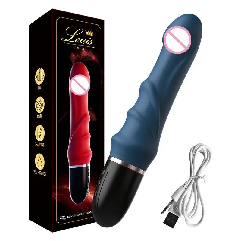 Red SHOPEZRA L.L.C. big dildo vibrator with 10 modes, G-spot and clitoral stimulation, vaginal massager, female sex toy.
