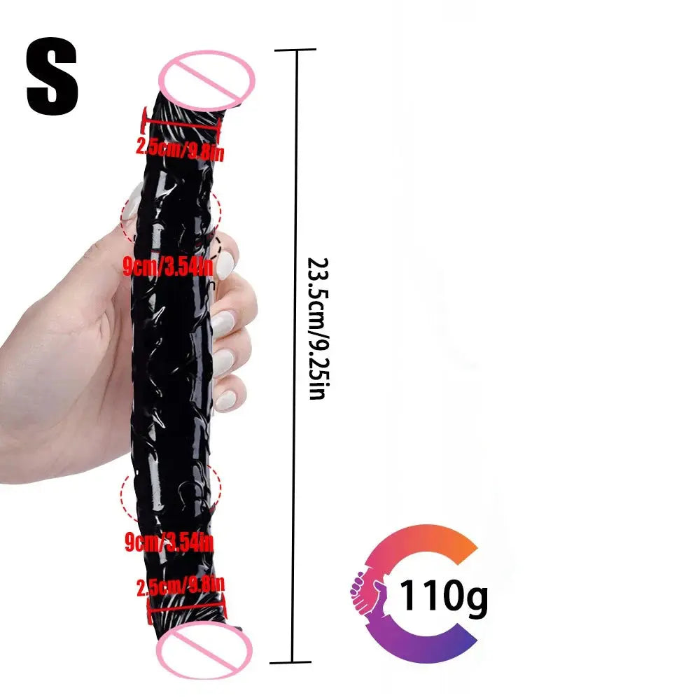 Red and blue double-ended realistic dildo from SHOPEZRA L.L.C., flexible G-spot stimulator for women and couple anal play.