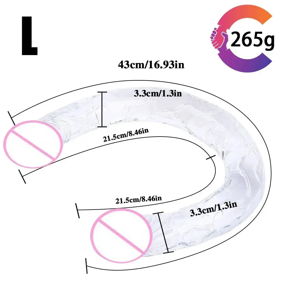 Double-ended realistic dildo in red and blue, flexible for double-sided anal play and G-spot stimulation, by SHOPEZRA L.L.C.