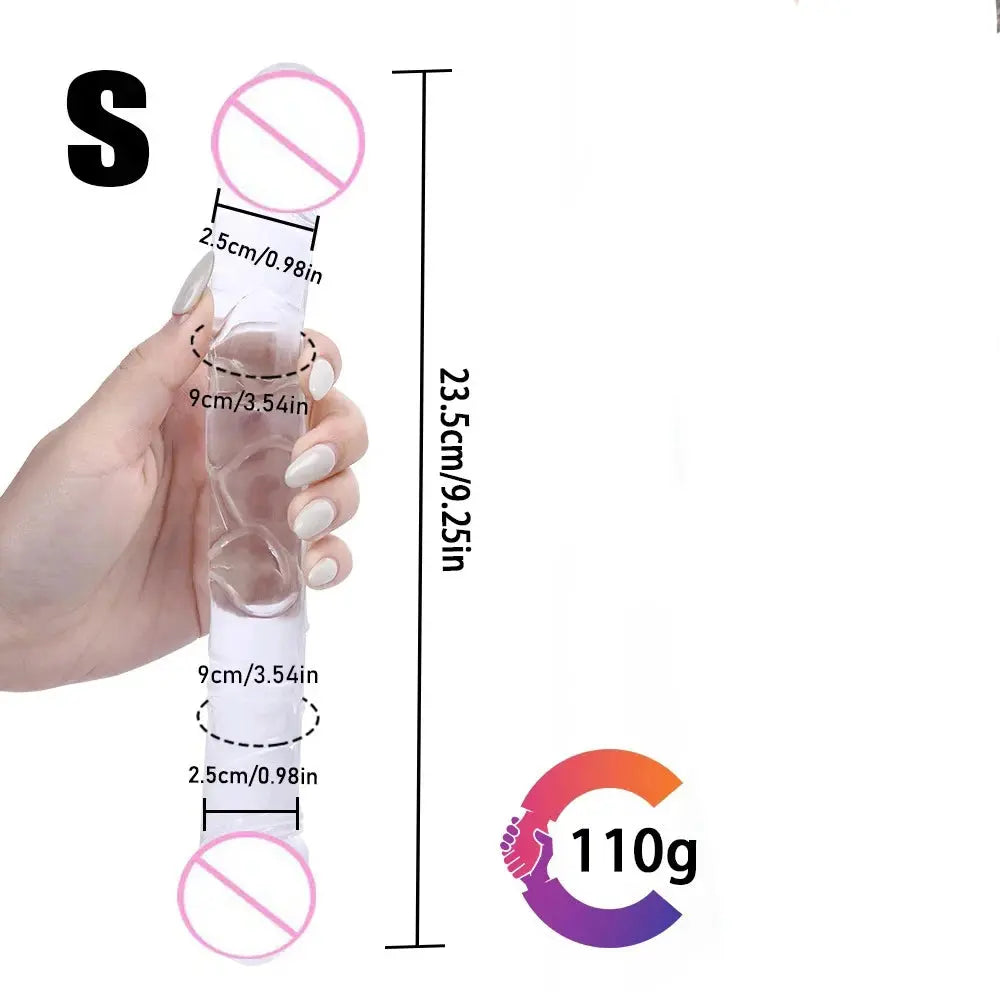 Double-ended realistic dildo by SHOPEZRA L.L.C. in red and blue, flexible design for double-sided anal play and G-spot stimulation.