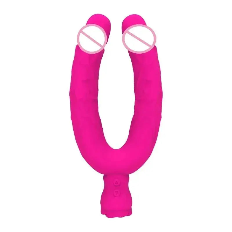 Flexible double-ended vibrating silicone dildo for G-spot and anal stimulation, adult toy designed for dual pleasure.