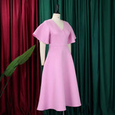 Elegant Dresses for Women V Neck Flare Sleeve High Waisted Pleated A Line Mid Calf Luxury Birthday Party Dinner Vestidos Mujer SHOPEZRA L.L.C.