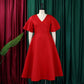 Elegant Dresses for Women V Neck Flare Sleeve High Waisted Pleated A Line Mid Calf Luxury Birthday Party Dinner Vestidos Mujer SHOPEZRA L.L.C.