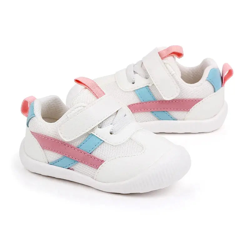 Red baby toddler shoes by Shopezra L.L.C., breathable mesh, soft sole, non-slip, suitable for boys and girls aged 0-3 years.
