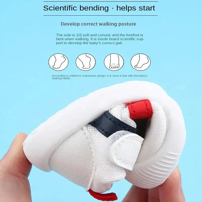 Red baby toddler shoe by SHOPEZRA L.L.C., breathable mesh soft sole, non-slip, suitable for girls and boys aged 0-3 years.