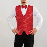 New Design Men Sequins Pattern Glitter Embellished V-neck Blazer Vest Male Evening Party Suits Plus Size hot SHOPEZRA L.L.C.