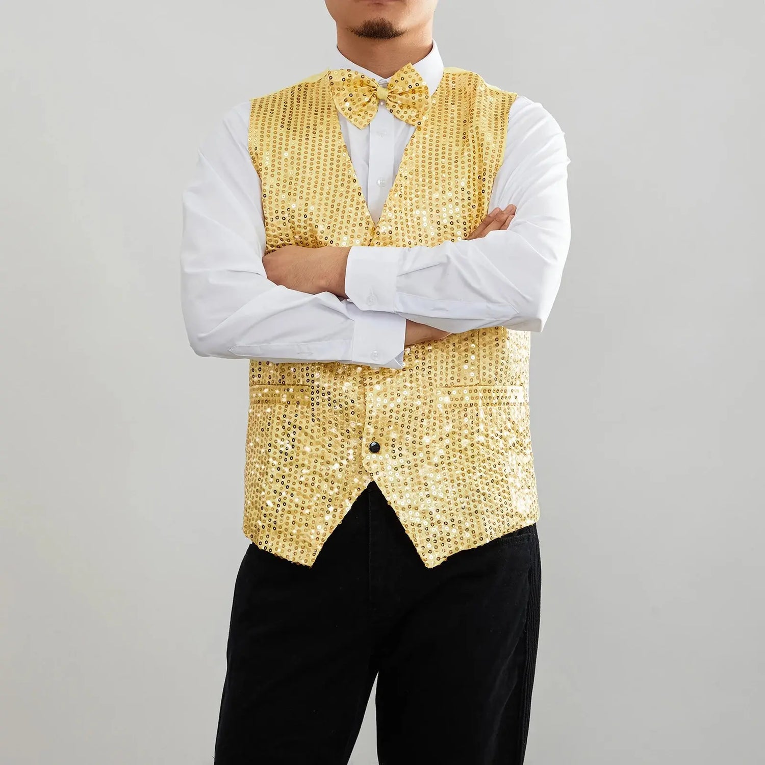 New Design Men Sequins Pattern Glitter Embellished V-neck Blazer Vest Male Evening Party Suits Plus Size hot SHOPEZRA L.L.C.