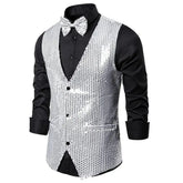 New Design Men Sequins Pattern Glitter Embellished V-neck Blazer Vest Male Evening Party Suits Plus Size hot SHOPEZRA L.L.C.