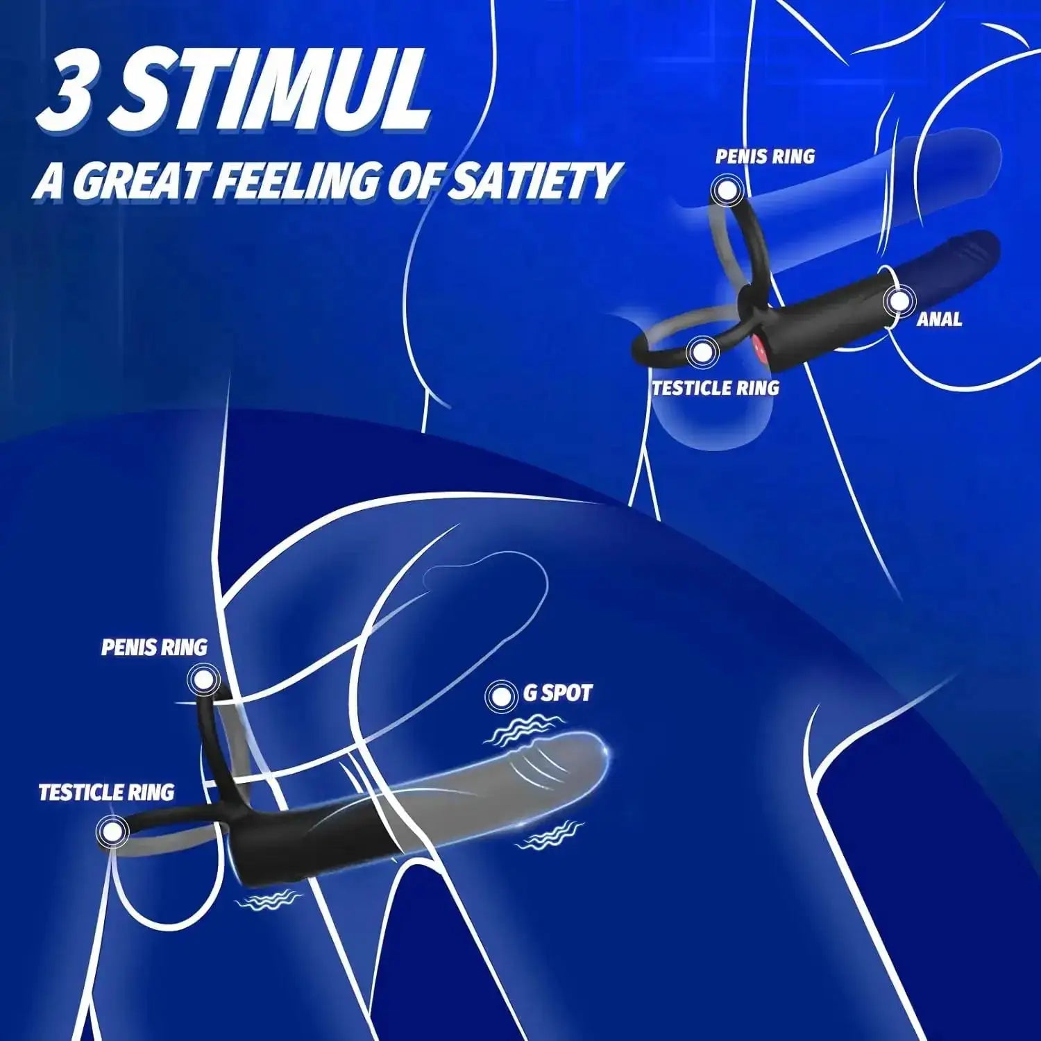 Male Anal Dildo with Vibrating Penis Ring Provides Double Penetration Pleasure for Men and Couples Adult Pleasure Products by Dropshipman