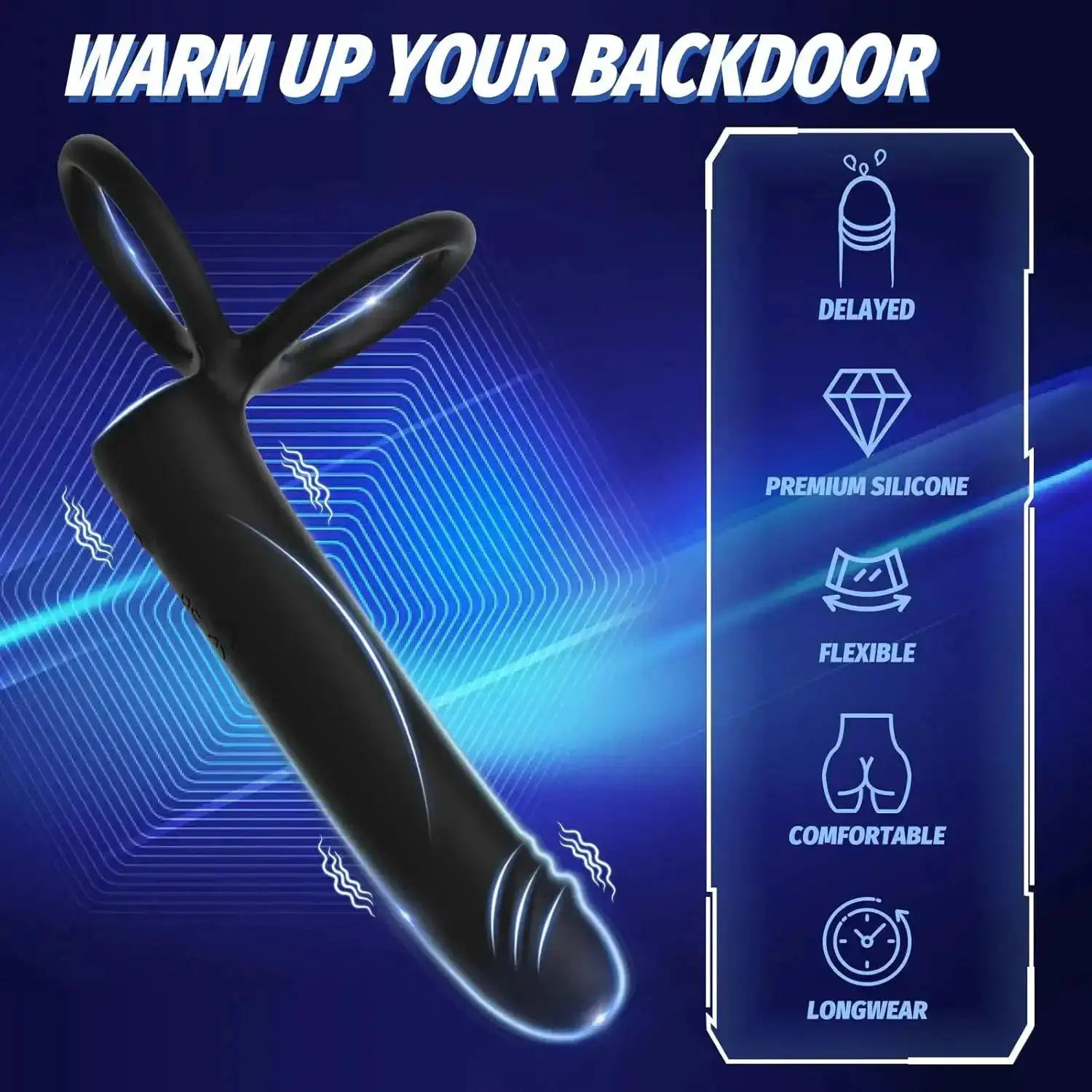 Male Anal Dildo with Vibrating Penis Ring Provides Double Penetration Pleasure for Men and Couples Adult Pleasure Products by Dropshipman