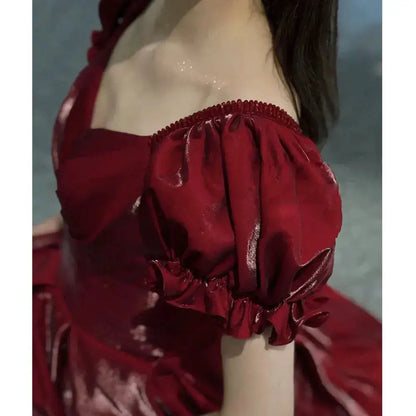 Evening Dress Red Bridal Toast Wear New V-neck Sexy Short Sleeve Long Skirt Backless Dinner Dresses Formal Dress Women Elegant by Dropshipman