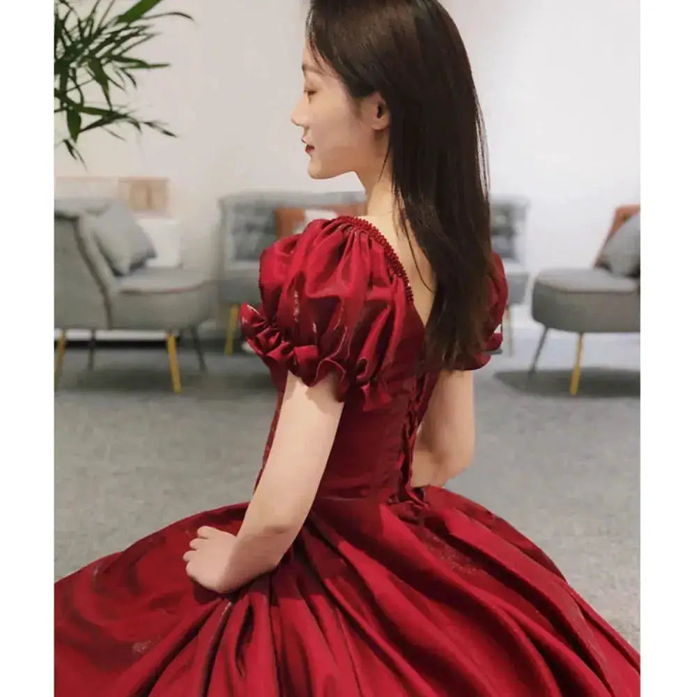 Evening Dress Red Bridal Toast Wear New V-neck Sexy Short Sleeve Long Skirt Backless Dinner Dresses Formal Dress Women Elegant by Dropshipman
