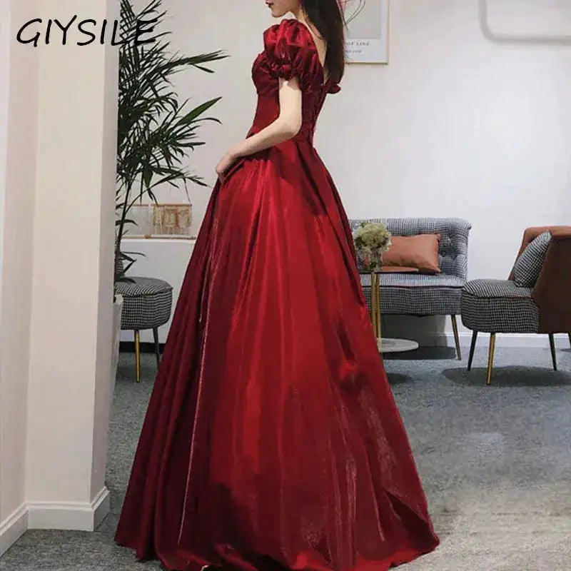Evening Dress Red Bridal Toast Wear New V-neck Sexy Short Sleeve Long Skirt Backless Dinner Dresses Formal Dress Women Elegant by Dropshipman