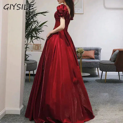 Evening Dress Red Bridal Toast Wear New V-neck Sexy Short Sleeve Long Skirt Backless Dinner Dresses Formal Dress Women Elegant by Dropshipman