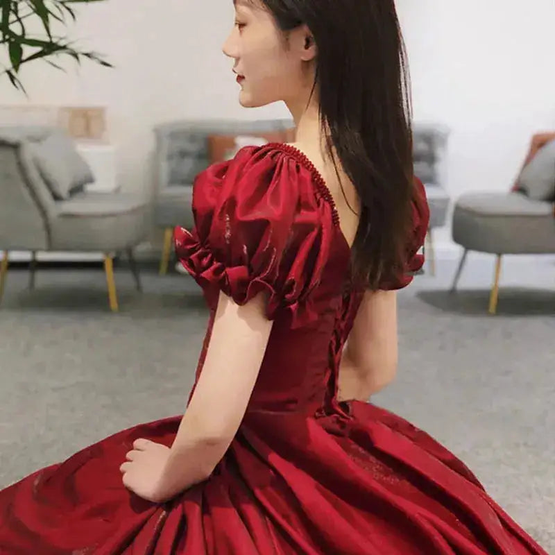 Evening Dress Red Bridal Toast Wear New V-neck Sexy Short Sleeve Long Skirt Backless Dinner Dresses Formal Dress Women Elegant by Dropshipman