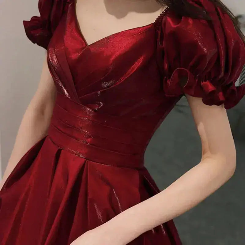 Evening Dress Red Bridal Toast Wear New V-neck Sexy Short Sleeve Long Skirt Backless Dinner Dresses Formal Dress Women Elegant by Dropshipman
