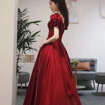 Evening Dress Red Bridal Toast Wear New V-neck Sexy Short Sleeve Long Skirt Backless Dinner Dresses Formal Dress Women Elegant by Dropshipman