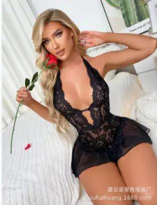 New Underwear Women Amazon Foreign Trade Supply Charming Fairy Sling Nightgown Lace Mesh Super Sexy by Dropshipman
