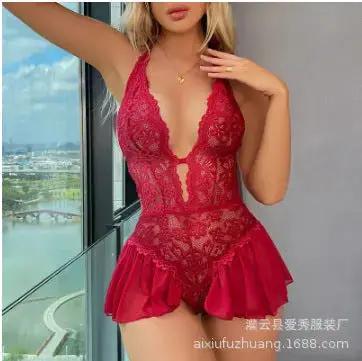 New Underwear Women Amazon Foreign Trade Supply Charming Fairy Sling Nightgown Lace Mesh Super Sexy by Dropshipman