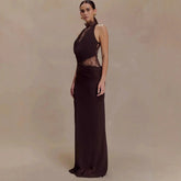 Women Lace Patchwork Sleeveless Pleated Dress Elegant Off-shoulder See Through Long Dresses 2026 Lady Evening Party Vestidos SHOPEZRA L.L.C.