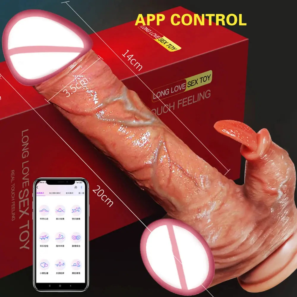 Realistic telescopic dildo with heating and suction cup, remote control vibrator for women, adult sex toy from SHOPEZRA L.L.C.