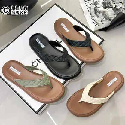 Xinyi Beauty Flip-Flops for Women, Fashionable Outdoor Summer Sandals, Korean Style, Simple Non-Slip Thong Sandals for Students, Beach Flip-Flops by Dropshipman
