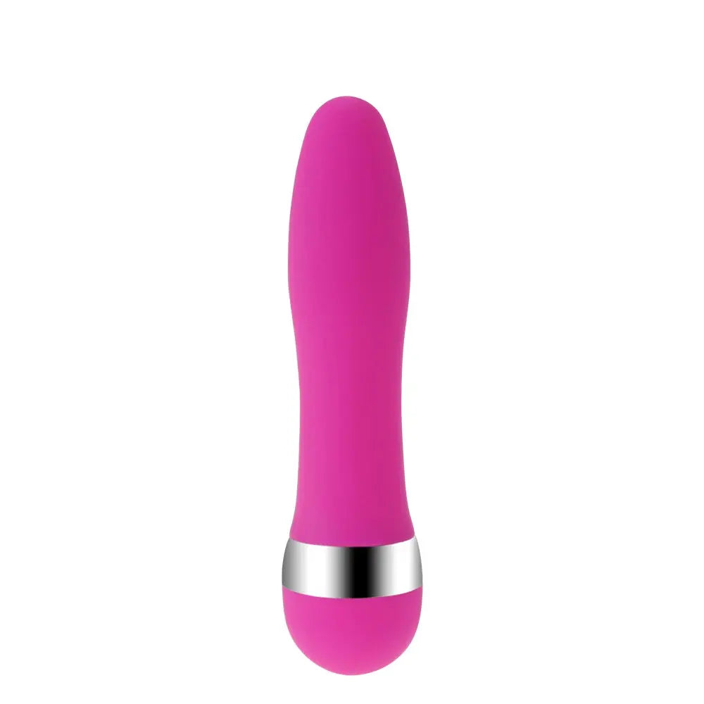 Pink G-spot dildo and vaginal vibrator by SHOPEZRA L.L.C. with anal plug for female stimulation and adult pleasure.