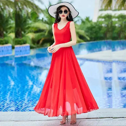 Shawl Dress Suit/Sun Protection Women Chiffon Dress Mother And Dress Two Piece Suit Bohemian Big Swing Long Dress Holiday Dress by Dropshipman