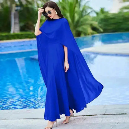 Shawl Dress Suit/Sun Protection Women Chiffon Dress Mother And Dress Two Piece Suit Bohemian Big Swing Long Dress Holiday Dress by Dropshipman