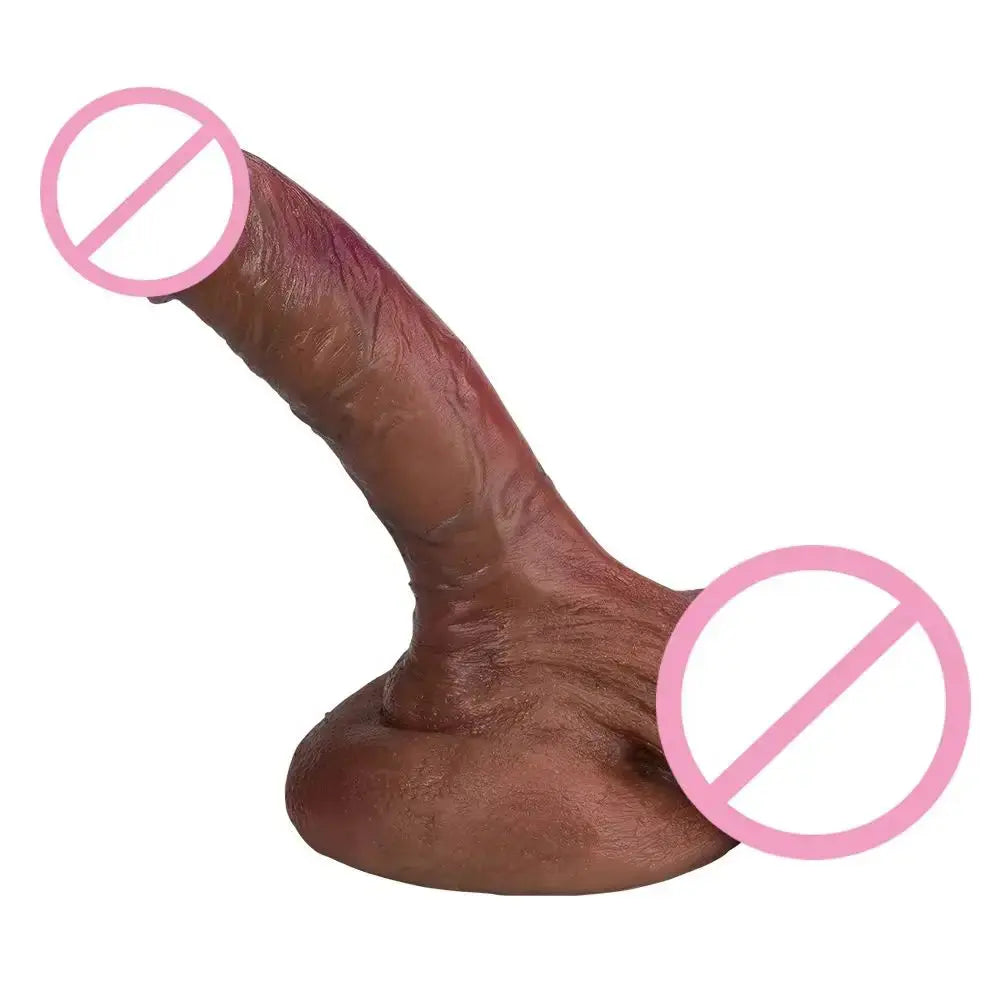 Realistic flesh-tone dildo with textured surface, 7.09 inches long, designed for adult men and women masturbation.