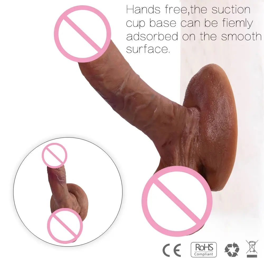Realistic flesh-tone dildo with textured surface, 7.09 inches, designed for adult men and women masturbation.
