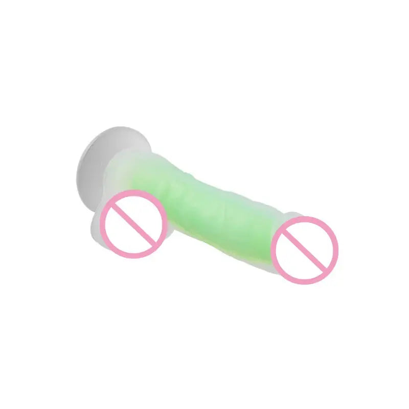 Three sizes of luminous silicone realistic dildo with glow-in-the-dark feature for adult women, featuring strap-on compatible design.