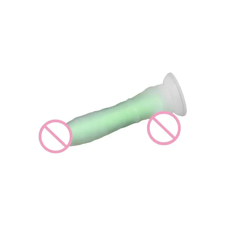 Three sizes of luminous silicone realistic dildos with glow-in-the-dark features, designed for adult use and strap-on play.