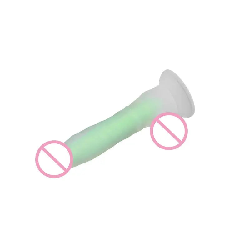 Three sizes of luminous silicone realistic dildo with glow-in-the-dark feature, designed for adult women, strap-on compatible, sex toy.