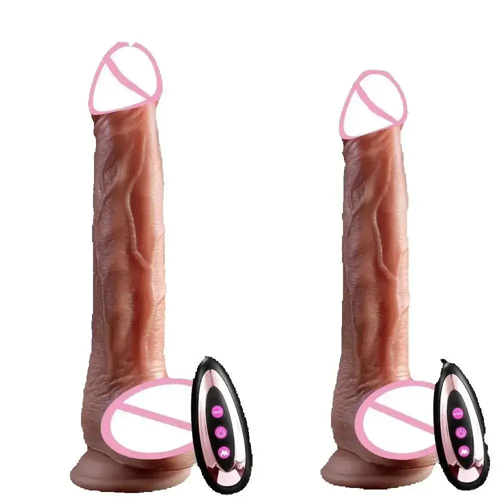 Realistic adult women masturbation dildo with thrusting, vibration, telescopic design, large size, and anal sex toy features.