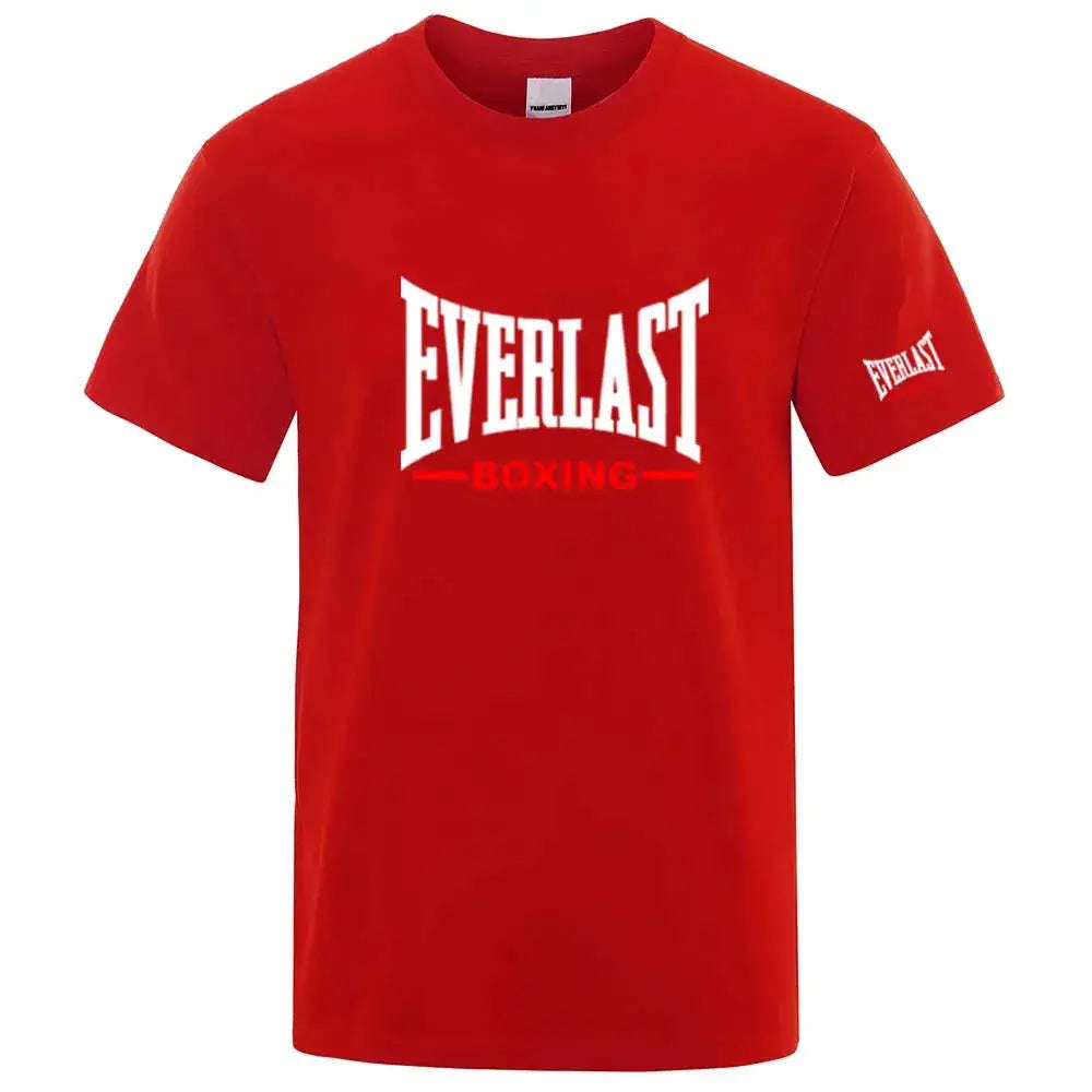 EVERLAST Boxing Logo Graphic T-Shirt Men Black Crew Neck Short Sleeve Casual Sports Training Streetwear Top by Dropshipman