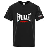 EVERLAST Boxing Logo Graphic T-Shirt Men Black Crew Neck Short Sleeve Casual Sports Training Streetwear Top SHOPEZRA L.L.C.