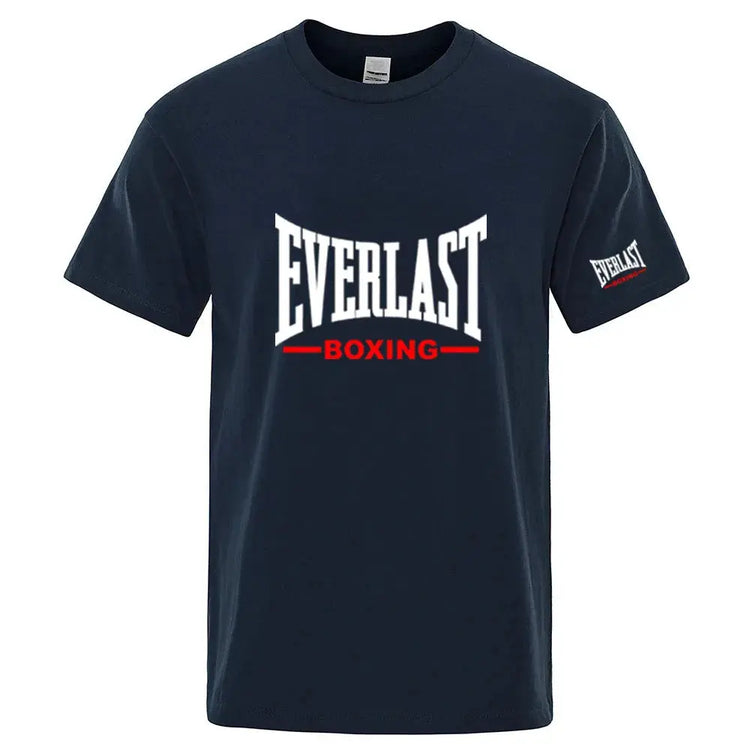 EVERLAST Boxing Logo Graphic T-Shirt Men Black Crew Neck Short Sleeve Casual Sports Training Streetwear Top SHOPEZRA L.L.C.