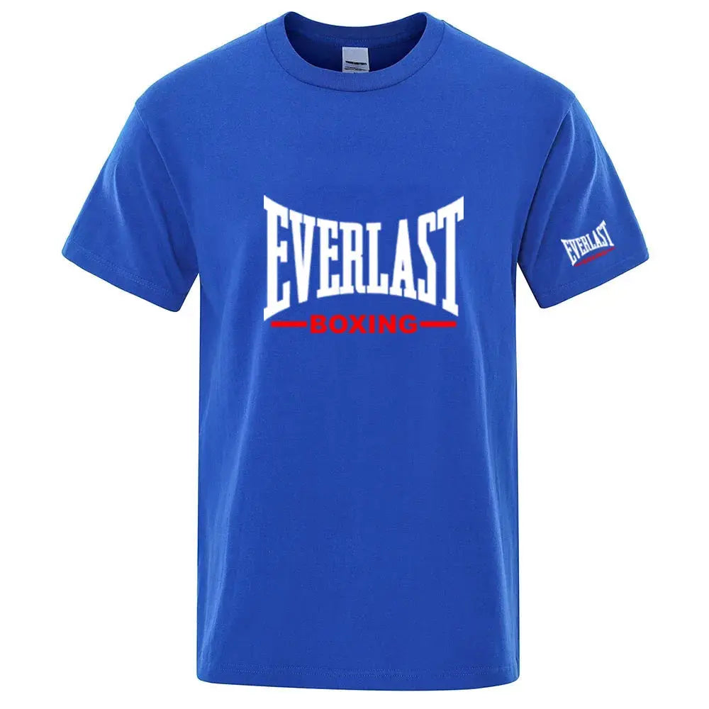 EVERLAST Boxing Logo Graphic T-Shirt Men Black Crew Neck Short Sleeve Casual Sports Training Streetwear Top SHOPEZRA L.L.C.