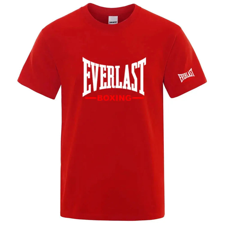 EVERLAST Boxing Logo Graphic T-Shirt Men Black Crew Neck Short Sleeve Casual Sports Training Streetwear Top SHOPEZRA L.L.C.