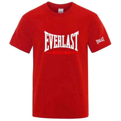 EVERLAST Boxing Logo Graphic T-Shirt Men Black Crew Neck Short Sleeve Casual Sports Training Streetwear Top by Dropshipman