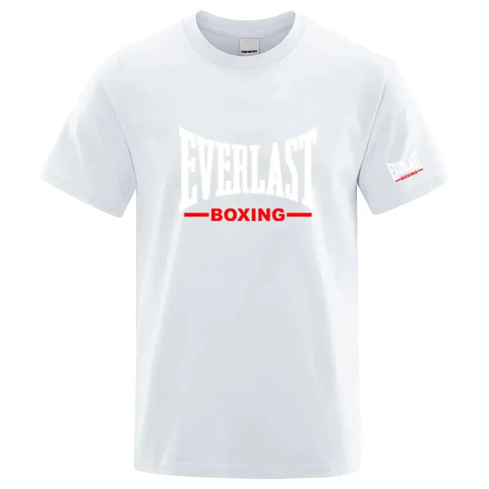 EVERLAST Boxing Logo Graphic T-Shirt Men Black Crew Neck Short Sleeve Casual Sports Training Streetwear Top SHOPEZRA L.L.C.