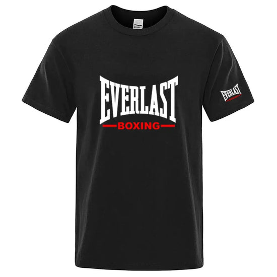 EVERLAST Boxing Logo Graphic T-Shirt Men Black Crew Neck Short Sleeve Casual Sports Training Streetwear Top SHOPEZRA L.L.C.