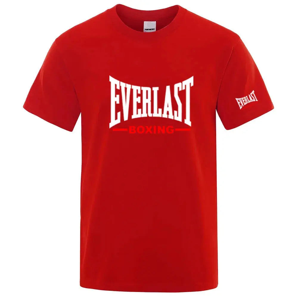 EVERLAST Boxing Logo Graphic T-Shirt Men Black Crew Neck Short Sleeve Casual Sports Training Streetwear Top SHOPEZRA L.L.C.